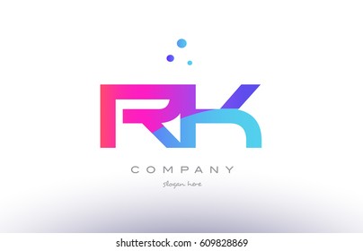rk r k  creative pink purple blue modern dots creative alphabet gradient company letter logo design vector icon template