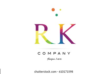 rk r k  creative rainbow colors colored alphabet company letter logo design vector icon template