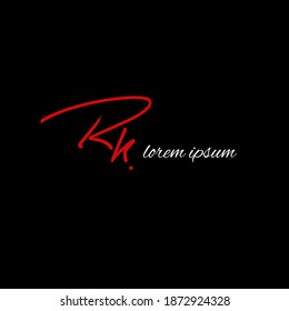 RK R K Escritura manual inicial moda creativa diseño elegante plantilla vectorial