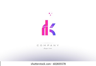 rk r k  pink purple modern creative gradient alphabet company logo design vector icon template