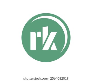 RK sport emblem or team logotype. Ball logo with a combination of Initial letter R and K for balls shop, sports company, training, club badge. Vector illustration.