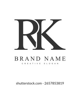 Plantilla de logotipo de moda RK. Letra inicial r y k estilo de fuente clásico. Logotipo creativo para el nombre o la identidad de la empresa. Ilustración vectorial.