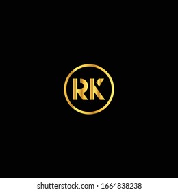 Diseño único de logotipo vectorial de letra RK con color dorado.