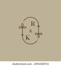 RK wedding initial logo in high quality professional design that will print well across any print media