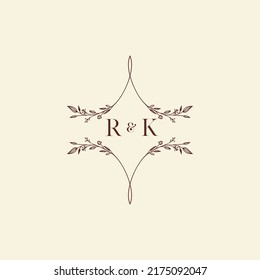 RK wedding initial logo letters in high quality professional design that will print well across any print media