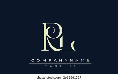 RL abstract Logo. Elegantly Designed Minimalist Monogram Logo with Stylish Lettering. Sophisticated and sleek minimalist monogram showcasing unique lettering design.