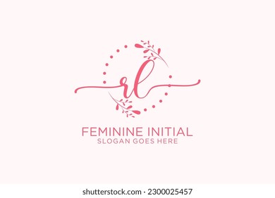 RL beauty monogram and elegant logo design handwriting logo of initial signature, wedding, fashion, floral and botanical with creative template.