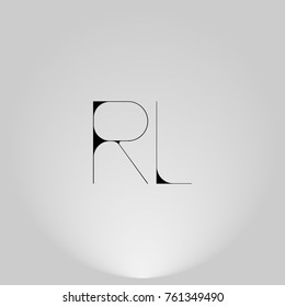 RL Black thin minimalist LOGO Design with Highlight on Gray background.