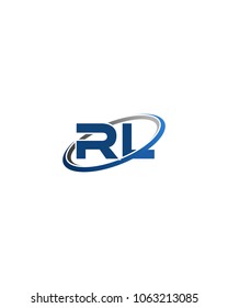 RL initial company blue black swoosh logo