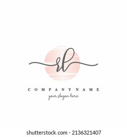 Vector del logotipo de escritura a mano inicial de RL. Grabado manual con Sunrise para diseños.