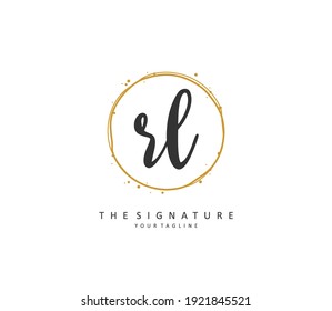 RL Initial letter handwriting and  signature logo. A concept handwriting initial logo with template element.