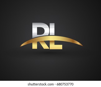 RL initial logo company name colored gold and silver swoosh design. vector logo for business and company identity.
