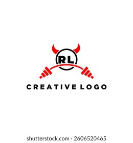 RL initial monogram for fitnes or gym logo with devil style design