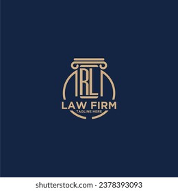 RL initial monogram for law firm with creative circle line