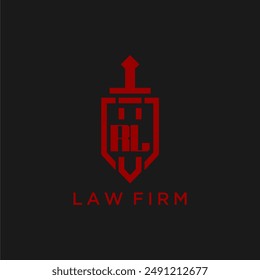 RL initial monogram for law firm with sword and shield logo image