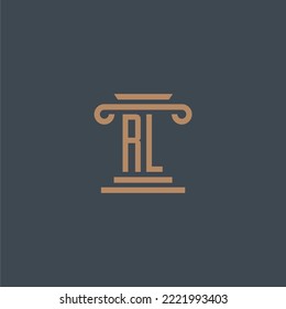 RL initial monogram for lawfirm logo with pillar design
