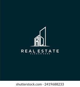 RL initial monogram logo real estate with building style design vector