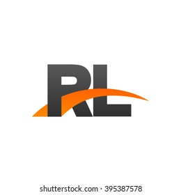RL initial overlapping swoosh letter logo black orange