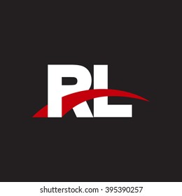 RL initial overlapping swoosh letter logo white red black background