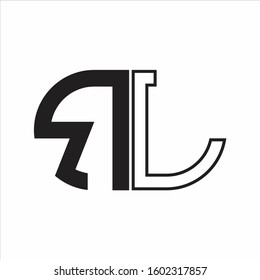 RL Letter logo monogram with oval shape negative space design template white background
