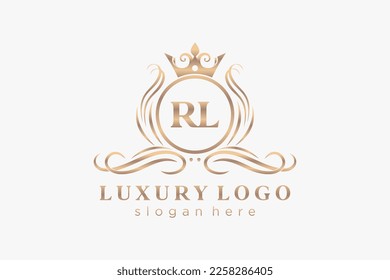 RL Letter Royal Luxury Logo template in vector art for Restaurant, Royalty, Boutique, Cafe, Hotel, Heraldic, Jewelry, Fashion and other vector illustration.