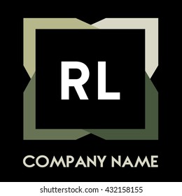 RL letters business logo creative  icon design template elements in abstract background logo, design identity in square with four colors, modern alphabet letters