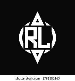 RL Logo with circle rounded combine triangle top and bottom side design template