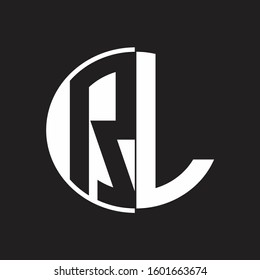 RL Logo monogram with Negative space style design tempate