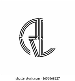 RL Logo monogram triple ribbon style line design template isolated on white background