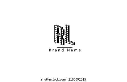 RL LR R L abstrakte Vektorlogo-Monogramm-Vorlage
