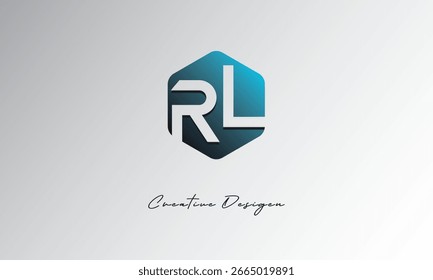 RL Minimal Polygon Shape Abstract Negative Space Symbol for Branding Use"