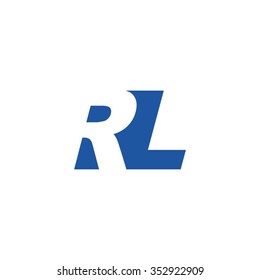RL negative space letter logo blue
