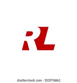 RL negative space letter logo red