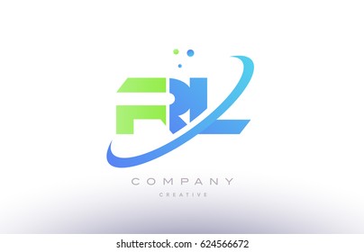rl r l alphabet green blue swoosh letter company logo vector icon design template