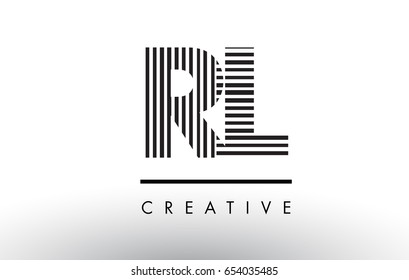 RL R L Black and White Letter Logo Design with Vertical and Horizontal Lines.