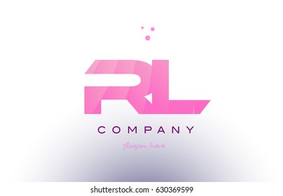 rl r l letter alphabet text pink purple dots creative company logo vector icon design template