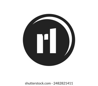 RL sport emblem or team logotype. Ball logo with a combination of Initial letter R and L for balls shop, sports company, training, club badge. Vector illustration.
