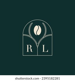 RL Unique and simple logo design combination of letters and coffee bean