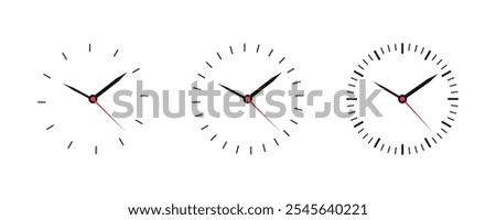 Rlegant clock set on white background. Analog wall clock vector illustration. 10:10 Clock icon