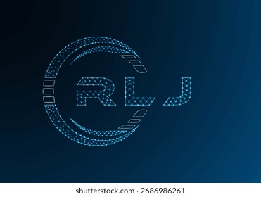 Diseño de Vector de logotipo de letra de polietileno baja RLJ. Diseño de logotipo de poliéster inferior RLJ. Logotipo de poliéster bajo.