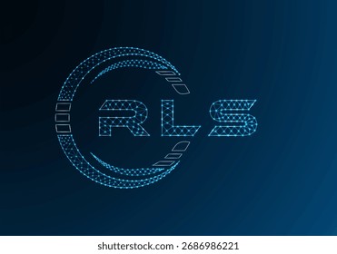 Projeto vetor de logotipo de letra poli baixa RLS. RLS design de logotipo poli inferior. Logotipo poli baixo.