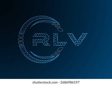 Projeto vetor de logotipo de letra baixa RLV. RLV design de logotipo poli inferior. Logotipo poli baixo.