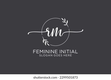 RM beauty monogram and elegant logo design handwriting logo of initial signature, wedding, fashion, floral and botanical with creative template.