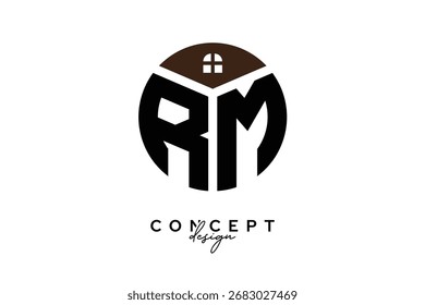 RM Creative Real Estate Diseño de concepto de logotipo de monograma en forma de círculo