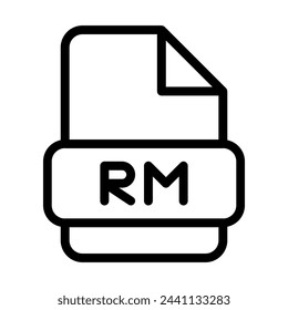 Icono De Archivo Rm. Tipo Archivos Símbolo de esquema de signo Diseño, Iconos Formato Tipo Datos. Ilustración vectorial.
