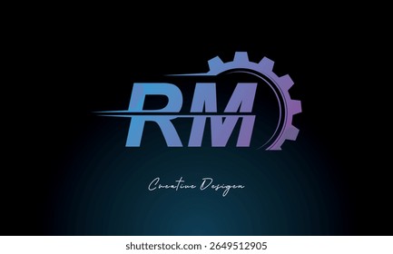 RM Gear Fusion Logo – Industrial Tech-Inspired Letter mark Futuristic Industrial Letter Mark Design for Technology and Engineering Brands.