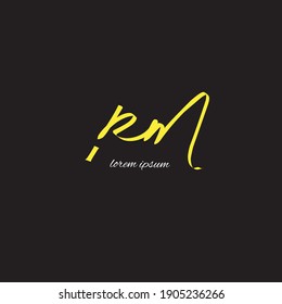 RM handwriting initial text with beauty monogram and elegant logo design 
