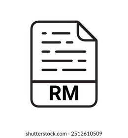 RM icon, RM outline vector icon. Thin line black RM icon, flat vector simple element illustration from editable big data concept isolated on white background