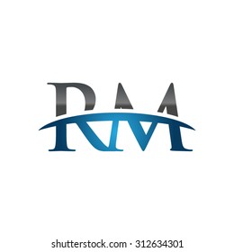 RM initial company blue swoosh logo