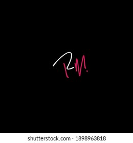 Monograma inicial de belleza de escritura a mano Rm
